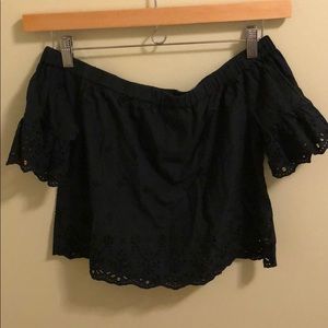 Madewell Eyelet black off the shoulder top, size S